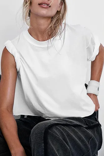 Vista 2 de Carpetcom Camisetas de entrenamiento de gran tamaño para mujer, manga corta, hombros caídos, casuales, holgadas, para gimnasio, yoga, atlética