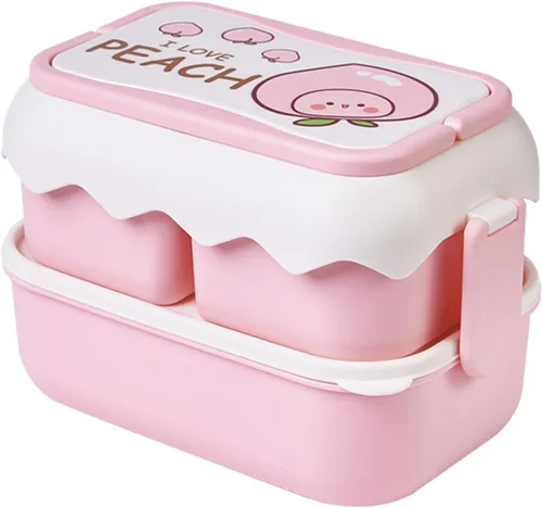Vista 11 de TOPINCN Cajas de almuerzo para microondas de dibujos animados lindos, contenedor independiente del compartimiento, contenedores plásticos apilables