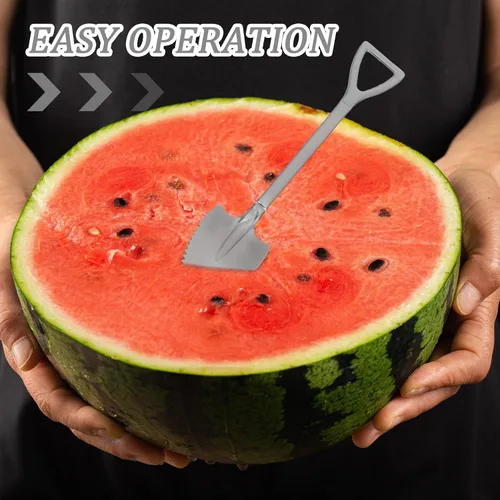 Vista 9 de Angoily Paquete de 4 cucharas de pomelo con borde dentado de acero inoxidable para sandía, cítricos, melón, melocotón, pala curvada, 6.18 pulgadas