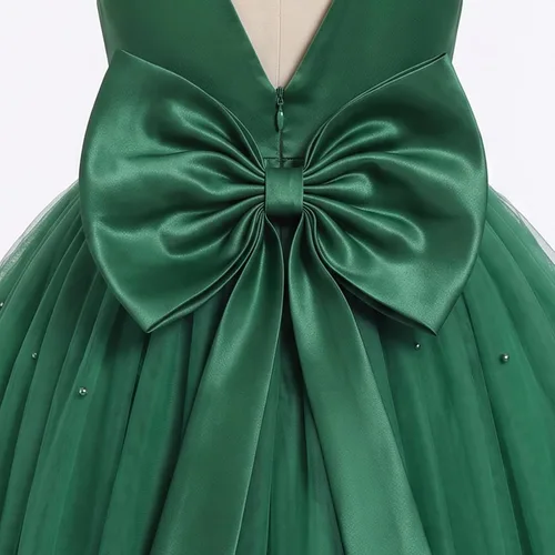 Vista 7 de IBTOM CASTLE Vestido de niña de las flores, vestido de princesa de tul con Verde oscuro
