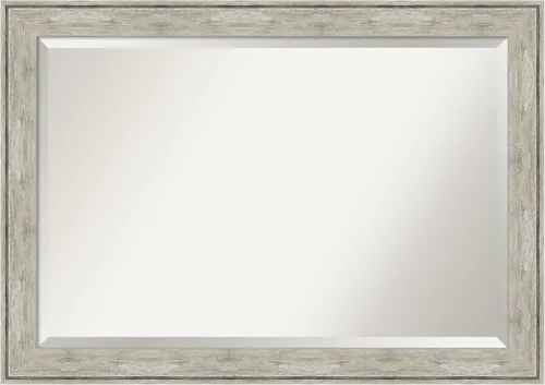 Vista 9 de Amanti Art - Espejo plateado para baño sobre lavabo, espejo de tocador rectangular metálico agrietado de 25x21, marco rústico pequeño