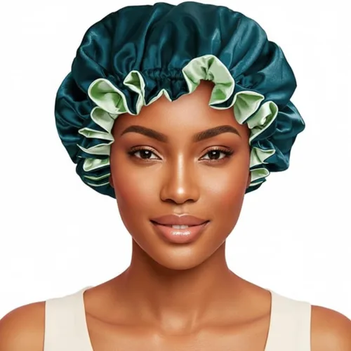 Vista 23 de Gorro de pelo para dormir, gorro de noche con clip ajustable, gorro reversible para el cabello para mujer, gorro de satén de seda