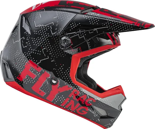 Vista 4 de Fly Racing F73-3490YS Kinetic Scan Casco Juvenil Negro/Rojo Ys