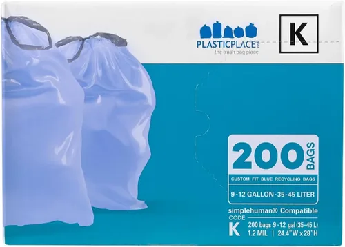 Vista 5 de Plasticplace Bolsas de basura de ajuste personalizado, compatibles con simplehuman Code K (100 unidades) con cordón azul tintado de 10 galones / 38