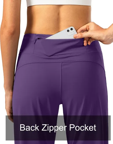 Vista 3 de Soothfeel - Pantalones deportivos de cintura alta para mujer con bolsillos con cremallera ideales para entrenamiento yoga deportes