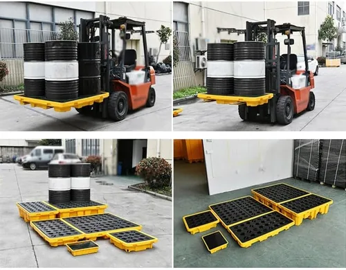 Vista 3 de Industrial Spill Containment Pallet Tray - 2Pc Modular Sump with Drain & Grating Heavy-Duty Bucket Tray for Sliquid Storage/Yellow-1Pcs/121 * 61 *