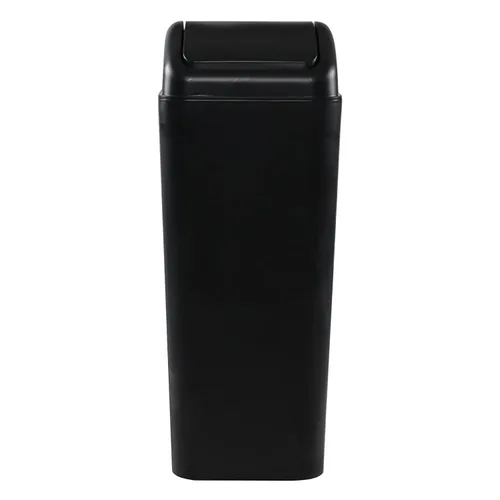 Vista 2 de Bote de basura de plástico de 3.5 galones con tapa giratoria, cubo de basura delgado, negro, 1 paquete Cubo de basura de plástico, diseño estrecho