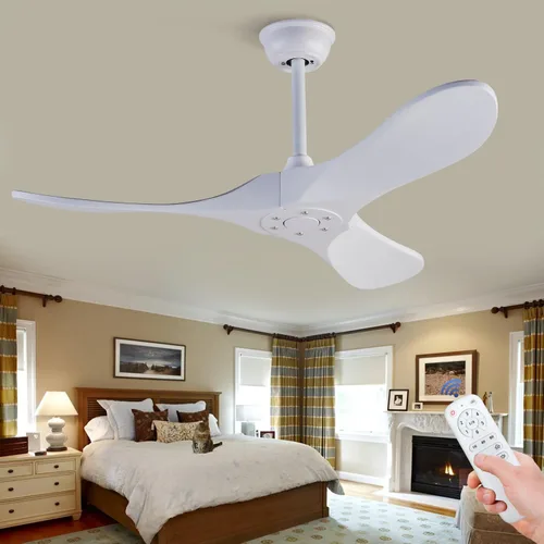 Vista 15 de Ventiladores de techo de 42 pulgadas sin luces, ventiladores de techo negros sin luces con control remoto, 3 aspas de madera maciza, ventilador