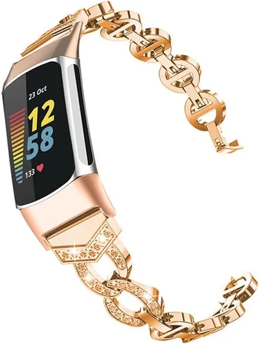 Vista 7 de AISPORTS Compatible con Fitbit Charge 6/Charge 5 Band para mujer, pulsera deportiva de metal para Fitbit Charge 6/Charge 5 Negro
