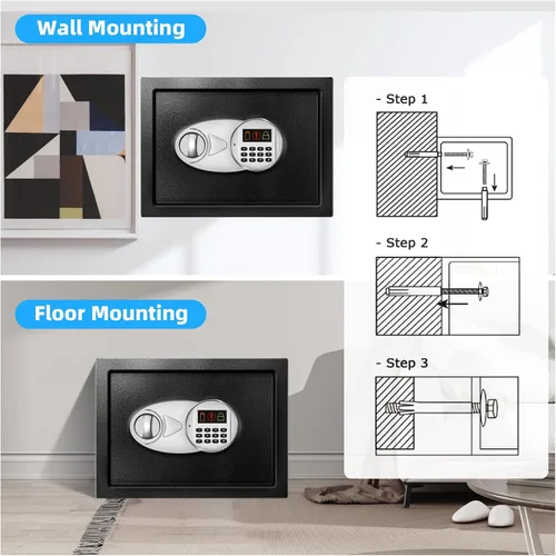 Vista 7 de TOTOY 2.0 Cu Ft Steel Fireproof Safe Lock Box For Home with Fire proof Bag Electronic Keypad, LED Sensor Light, Removable Shelf, External