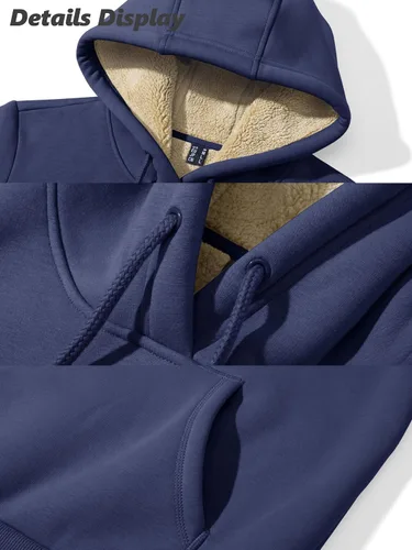 Vista 7 de MAGCOMSEN Sudaderas con capucha para mujer, con forro de sherpa, de vellón, para invierno, cálido, pesado, de algodón, con bolsillo