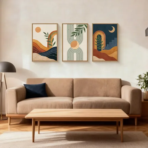 Vista 247 de FWIEXA Juego de Arte de Lienzo Bohemio Enmarcado para Pared, Cuadros Botánicos Verde Salvia Decoración de Pared, Impresiones de Arte de Plantas