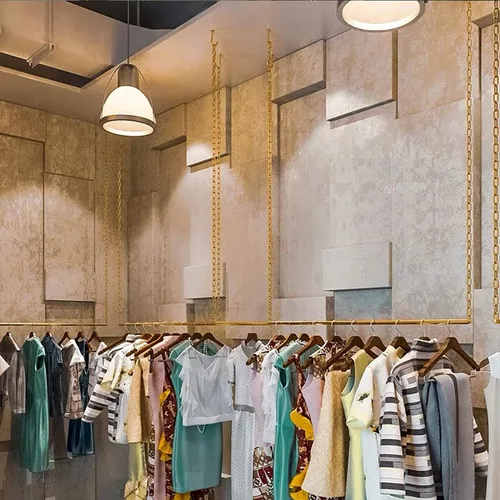 Vista 8 de 2 estantes para colgar ropa con cadena de metal ajustable en altura, estante de exhibición creativo para vestidos de boda, estante de metal
