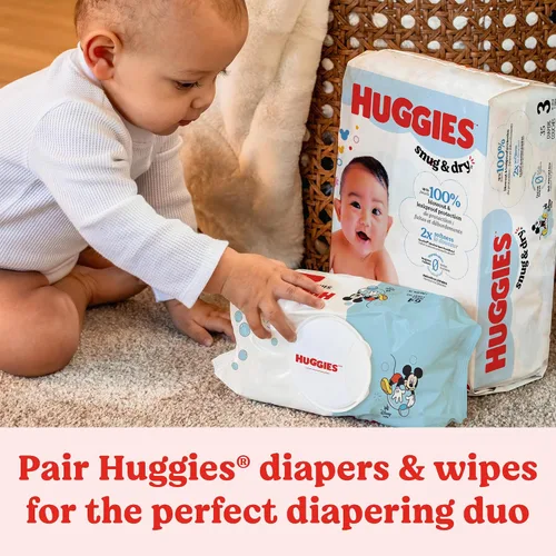 Vista 8 de Huggies Simply Clean Toallitas para Bebé Sin Fragancia, 1 Paquete con Tapa Abatible (64 Toallitas en Total), el Empaque Puede Variar