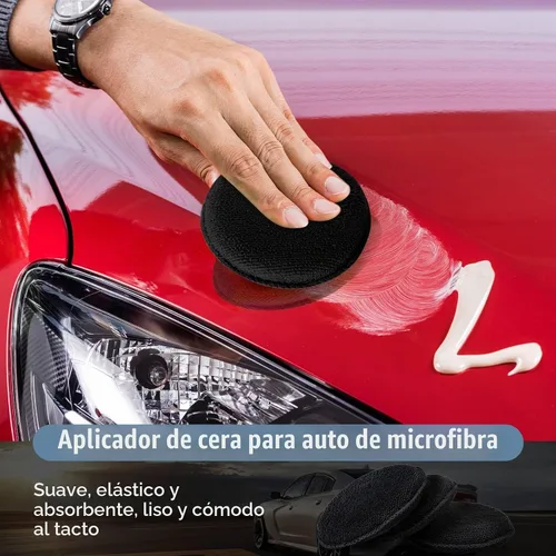 Vista 4 de Tanlade 50 almohadillas aplicadoras de cera de microfibra de 5 pulgadas Negro