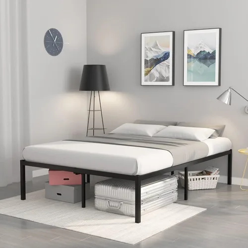 Vista 6 de Weehom Marco de cama de tamaño matrimonial de 16 pulgadas, plataforma de metal, no necesita somier, base de colchón, soporte de listones de acero