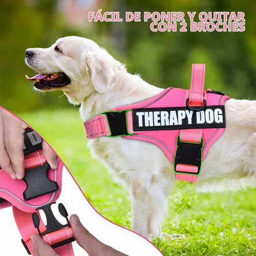Vista 3 de Juego de Arnés y Correa para Perro, Chaleco Reflectante para Perro de Servicio Animire con 10 Parches, 3 Anillos Chaleco para Mascotas Sin Rosa