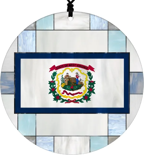 Vista 14 de Adorno navideño de Alabama – Efecto de diseño de vitrales de imitación con bandera estatal – Decoración de disco acrílico colgante 2026 para árbol