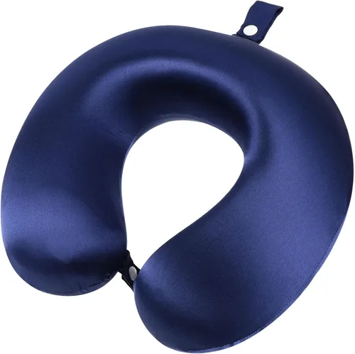Vista 9 de PATIKIL Almohada de viaje de seda para avión, funda de seda real de 22 Momme, almohada de viaje para el cuello, almohada para dormir, almohada