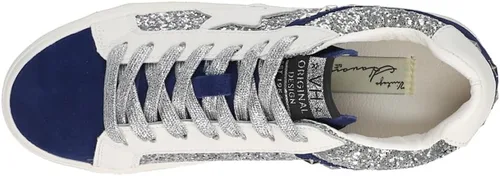 Vista 4 de VINTAGE HAVANA Mujeres Bounce Glitter Lace Up Zapatillas Casual Zapatos Casual - Azul, Plata