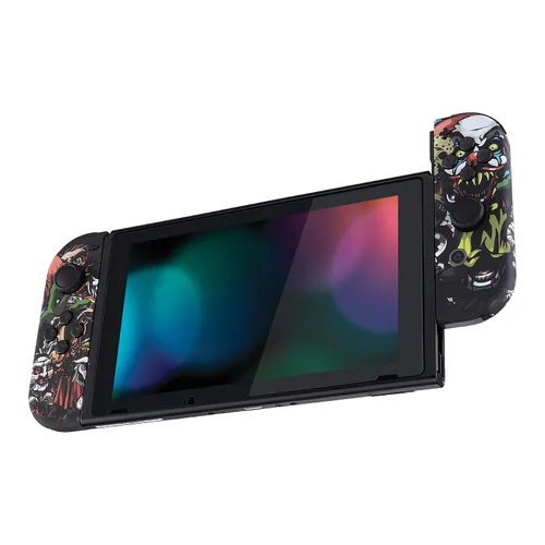 Vista 8 de eXtremeRate Colorful Border Screen Protector + Scary Party DIY Replacement Full Set Shell for Nintendo Switch