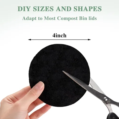 Vista 3 de Vipush Filtros de carbón para cubo de abono de cocina, paquete de 12 filtros de carbón activado para reemplazo de cubos de contenedores de encimera