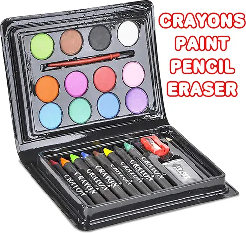 Vista 4 de ArtCreativity Mini juegos de arte para niños, paquete de 12-23 piezas con acuarelas, crayones y mucho más, suministros de arte divertidos, recuerdos