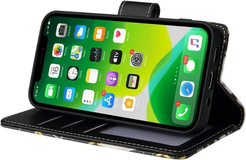 Vista 4 de Asuwish Funda compatible con iPhone 13 de 6.1 pulgadas y protector de pantalla de vidrio templado, tarjetero de cuero con función atril para iPhone