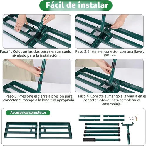 Vista 7 de Rastrillo Nivelador de Césped, Nivelador de Césped de Acero Inoxidable con Placa de Base de 30"x10", Mango Largo Ajustable de 78", Herramienta