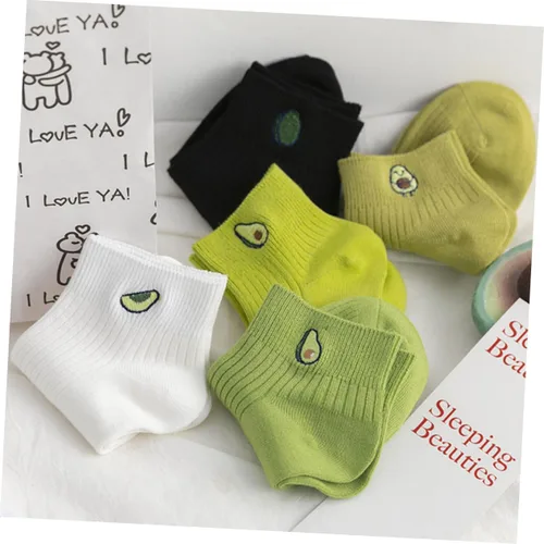 Vista 9 de USHOBE 4 Pairs Fashion Short Socks Lip Gloss for Girls Womens Socks Hosiery Girl Socks Short Ankle Socks Women