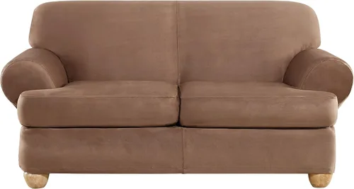 Vista 28 de SURE FIT funda para silla con alas y cojín en T de gamuza suave, de una pieza, ajuste relajado, poliéster, lavable a máquina, color chocolate