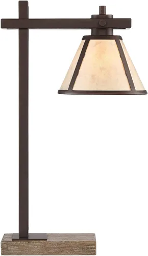 Vista 8 de Franklin Iron Works Maricopa - Lámpara de mesa rústica de escritorio con USB y toma de corriente alterna en la base de 21.25 pulgadas, pantalla