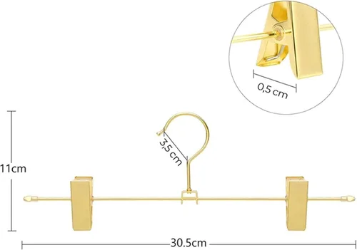 Vista 5 de Colgador apilable de metal brillante de cobre y oro, gancho adicional para falda y pantalones de oro rosa, gancho adicional, percha que ahorra