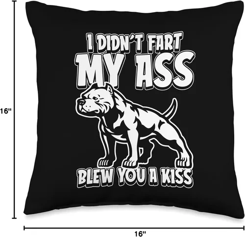 Vista 4 de American Bully Gifts & Accessories American Bully Dog Pet I Didnt Fart My Butt Blew You A Kiss - Almohada de 16 x 16 pulgadas, multicolor