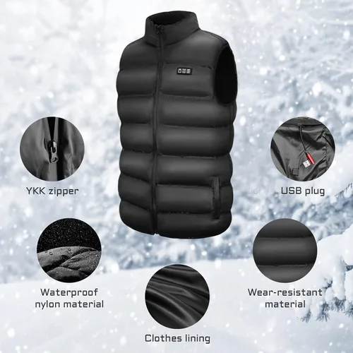 Vista 4 de TEIFUT Heated Vest, Heated Vest for Men and Women, 3 Heating Levels 9 Heating Zones for HuntingHiking (Battery Not Included)