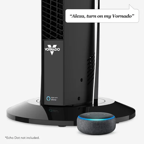 Vista 2 de Vornado Ventilador de torre oscilante OSCR37 AE y circulador de aire, funciona con Alexa, toda la habitación, negro, un dispositivo certificado