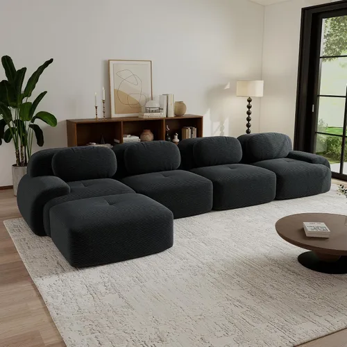 Vista 67 de Sofás seccional modular de 80" sin huesos modernos para sala de estar, juego de sofás comprimidos de 2 plazas con asiento profundo, sin necesidad