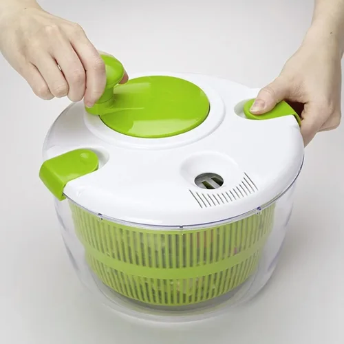 Vista 7 de Lavadora de secadora giratoria de ensalada, manivela grande profesional, utensilios de cocina para ensalada, manivela de mano, multifuncional