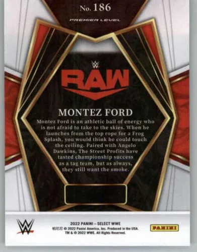 Vista 2 de 2022 Panini Select WWE #186 Montez Ford Premier Level Raw Wrestling Trading Card