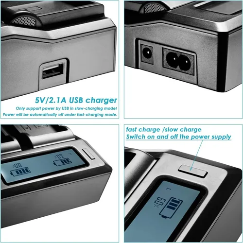 Vista 4 de BM Premium Paquete de 2 baterías EN-EL15C y cargador de batería LCD de doble bahía para Nikon Zf, ZR, Z5, Z5 II, Z6, Z6 III, Z7, Z7II, Z8, D780