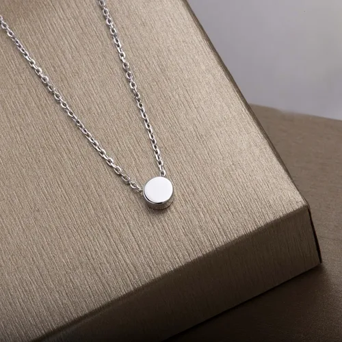 Vista 2 de S.Leaf collar de círculo pequeño, de plata esterlina, para mujer