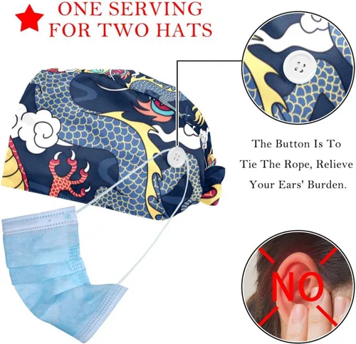 Vista 2 de LWSHUNYI Gorras de trabajo para mujer, 2 unidades, para pintura de fútbol, turbante, unisex, talla única