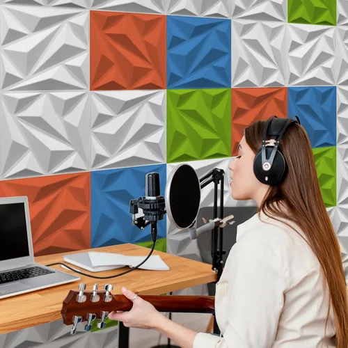 Vista 6 de Art3dwallpanels Paquete de 20 paneles acústicos insonorizados, paneles de pared acústicos amortiguadores de sonido, paneles de pared 3D, paneles