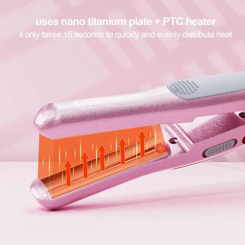 Vista 2 de DAN Technology, Plancha de pelo pequeña para cabello corto, mini plancha de pelo de 1/2 pulgada, plancha plana de viaje de doble voltaje, placas