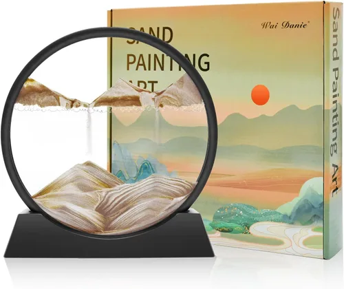 Vista 14 de Wai Danie Imagen artística de arena en movimiento 3D, reloj de arena de mar profundo, paisaje de arena líquida, marco de arena que fluye relajante