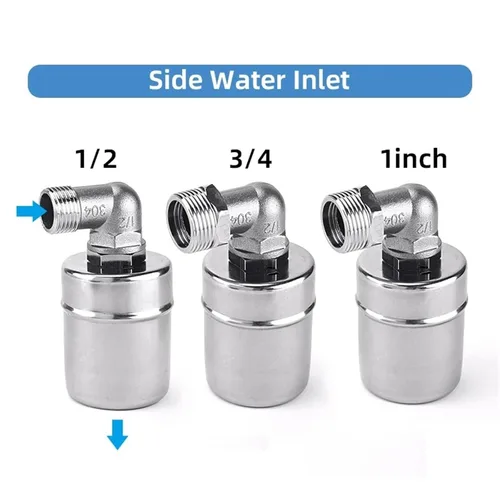 Vista 4 de Float Valve Automatic Water Level Control 1/2" 3/4" 1Inch 304 Stainless Steel Floating Installed Inside for Tower Tank(1",Side Water Inlet)