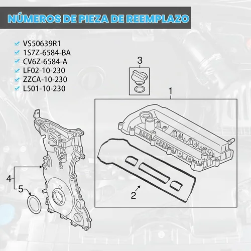 Vista 3 de Juego de juntas de tapa de válvula – Compatible con 2.0L 2.3L 2.5L Ford Escape, Focus, Funsion, Ranger, Transit Connect, Mazda 3, 5, 6, CX-7, MX-5
