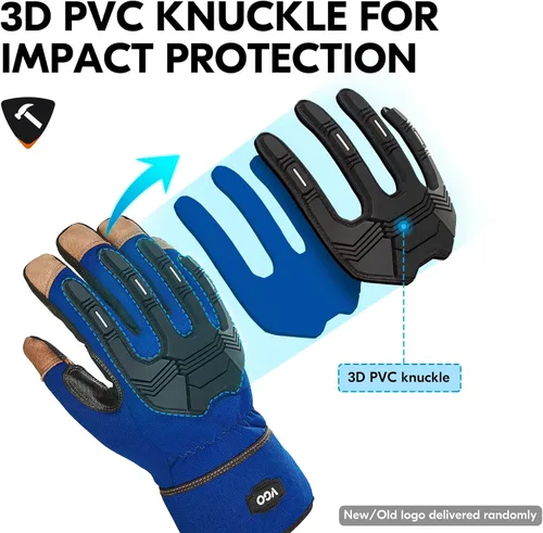 Vista 3 de Vgo... Winter Work Gloves Men,Leather Work Gloves,Anti-vibration,Mechanics Gloves,Abrasion Resistance