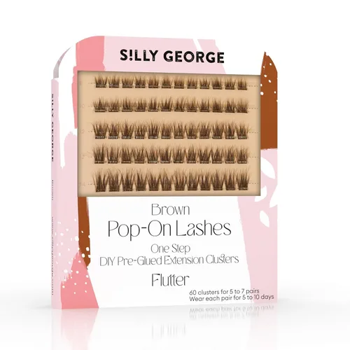 Vista 11 de Silly George Pestañas Pop-On – racimos de pestañas postizas prepegadas de 1 paso para bricolaje, extensiones de aspecto natural, Negro - Bloom