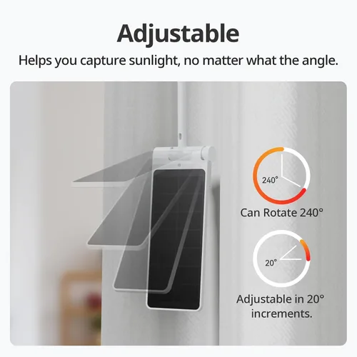 Vista 4 de SwitchBot Cargador de panel solar para cortina 3 - Mejora de rendimiento, fácil de usar, admite carga con poca luz, panel solar inteligente